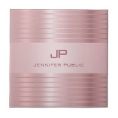 Trendige Rose Gold Template Monogram Modern Fliese (Vorderseite)