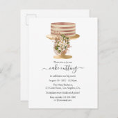 Trendige Rose Gold und Gold Blumenkuchen schneiden Einladungspostkarte (Vorne/Hinten)