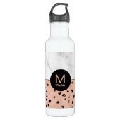 Trendige Rose Gold und Marmor mit Monogramm Trinkflasche (Vorderseite)