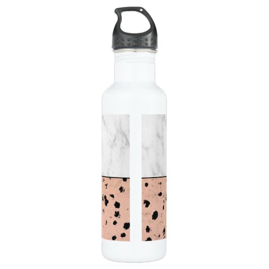 Trendige Rose Gold und Marmor mit Monogramm Trinkflasche (Rückseite)