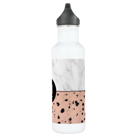 Trendige Rose Gold und Marmor mit Monogramm Trinkflasche (Rechts)