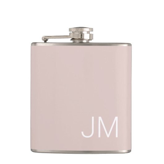 Trendige Rosé-Übergrößen-Monogramm-Initialen Flachmann (Vorderseite)