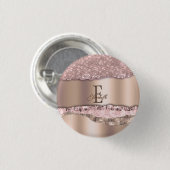 Trendige Roségold-Diamanten Glitter-Monogramm Button (Vorne & Hinten)