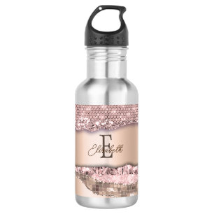 Trendige Roségold-Diamanten Glitter-Monogramm Edelstahlflasche
