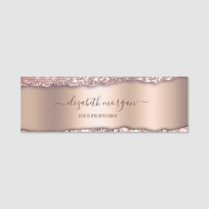 Trendige Roségold-Diamanten Glitter-Monogramm Namensschild