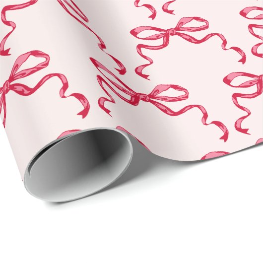 Trendige rote Bandschleifen Geschenkpapier (Rolleneckpunkt)