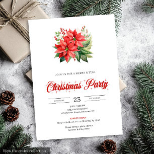 Trendige rote Poinsettie-Feiertags-Party-Weihnacht Einladung