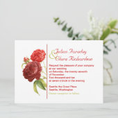 trendige rote Rosen Hochzeitseinladung Einladung (Stehend Vorderseite)