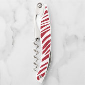 Trendige rote Zebra-Tier-Streifen Kellnermesser (Vorderseite)