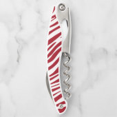 Trendige rote Zebra-Tier-Streifen Kellnermesser (Rückseite)