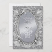 trendige schicke, silberne modische Verlobungsfeie Einladung (Rückseite)