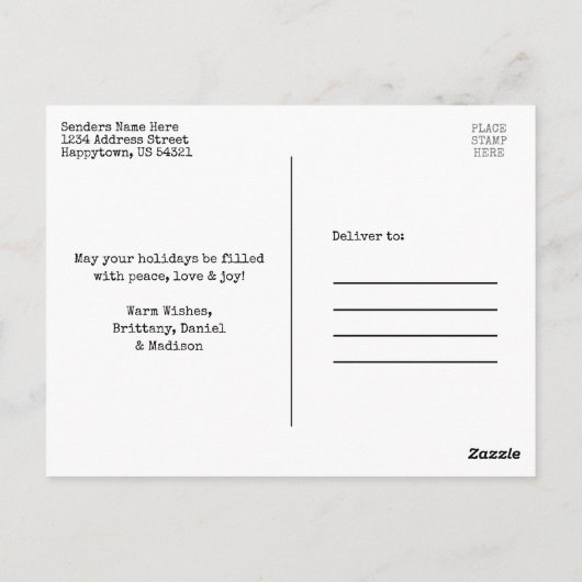 Trendige Schreibmaschine Schriftart Minimalistisch Postkarte (Rückseite)