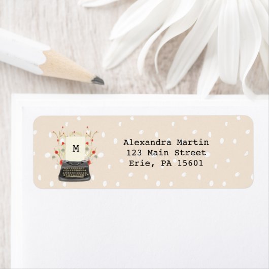 Trendige Schreibmaschine und Blume Monogramm mit D (Insitu)