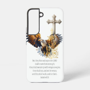 Trendige Schrift Adler Gold Schwert Beige Kreuz Samsung Galaxy Hülle