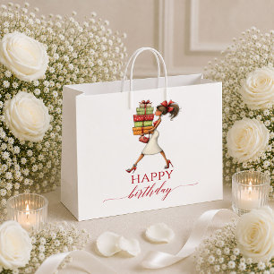 Trendige schrullige Frau Marsala Schriftzug Geburt Große Geschenktüte