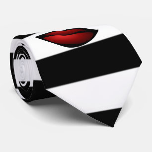 Trendige Schwarz-weiße Streifen, Lippen Krawatte