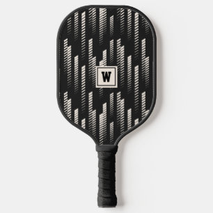 Trendige schwarze abstrakte geometrische Streifen- Pickleball Schläger