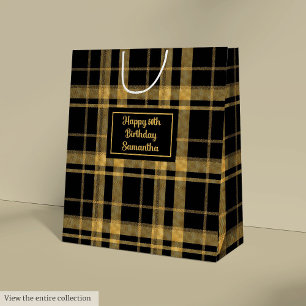 Trendige schwarze Gold-Glitter-Geschenktasche zum Mittlere Geschenktüte