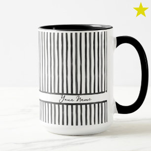 Trendige schwarze graue Wasserfarben Streifen Benu Tasse