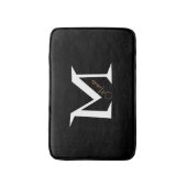 Trendige schwarze Monogramm-Einfach-Name Badematte (Vorderseite Vertikal)