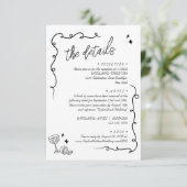 Trendige Scribble-Doodle-Script-Hochzeitsdetails Begleitkarte (Stehend Vorderseite)