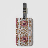 trendige, silberfarbene goldgelbe bordeauxrosa Böh Gepäckanhänger (Vorderseite Vertikal)