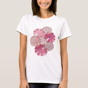 Trendige silberne BLUMEN PINK LILIE BLUMENMUSTER T-Shirt