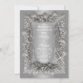 trendige silberne Verlobungsparty Glitzern glänzen Einladung (Rückseite)