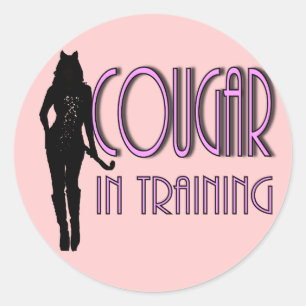 trendige Silhouette-Cougar im Training Runder Aufkleber