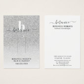 Trendige Silver Glitzer Monogram Haarklammer Displ (Vorne & Hinten)