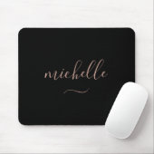 Trendige Skript-Monogramm Schwarz Gold Mousepad (Mit Mouse)