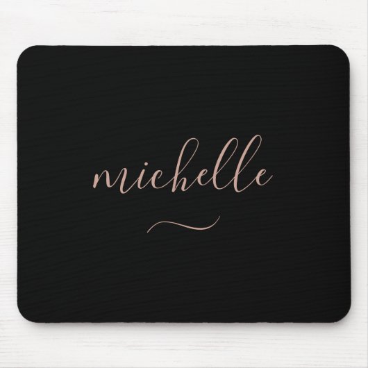 Trendige Skript-Monogramm Schwarz Gold Mousepad (Vorne)