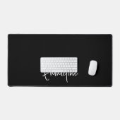 Trendige Skript-Monogramm Schwarz Schreibtischunterlage (Tastatur & Maus)