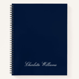 Trendige Skript Navy Blau Minimalistisches Monogra Notizblock