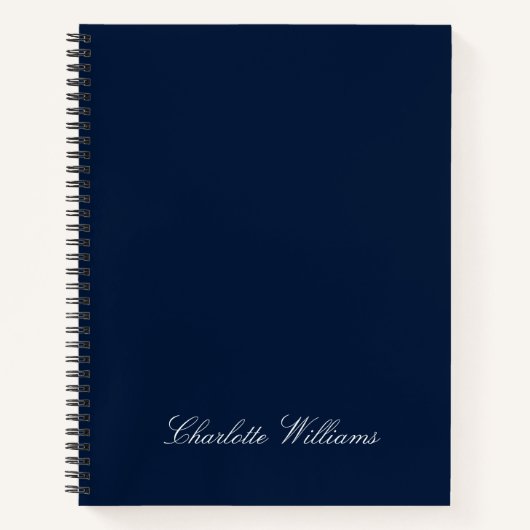Trendige Skript Navy Blau Minimalistisches Monogra Notizblock (Vorderseite)