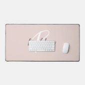 Trendige Skript-Rosa-Graue Monogramm-Name Schreibtischunterlage (Tastatur & Maus)