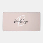 Trendige Skript-Rosa-Graue Monogramm-Name Schreibtischunterlage (Vorderseite)