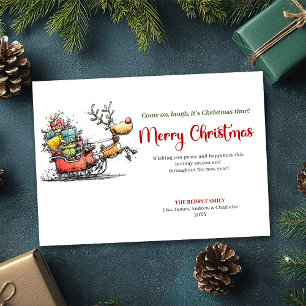 Trendige skurrile Rentier-Weihnachtsgrußkarte Feiertagskarte