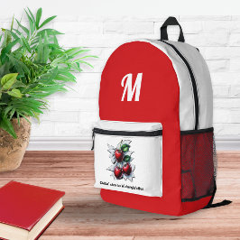 Trendige Sommer-Kirschen Rot und Weiß Monogrammier Bedruckter Rucksack