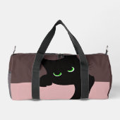 Trendige spähende schwarze Katze Monogramm Duffle Bag (Rückseite)