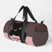 Trendige spähende schwarze Katze Monogramm Duffle Bag (Rechte Ecke)