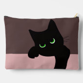 Trendige spähende schwarze Katze Monogramm Zubehörtasche (Rückseite)