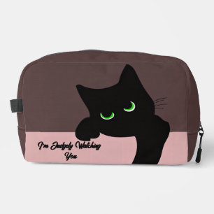 Trendige spähende schwarze Katzen-Monogramm Waschbeutel