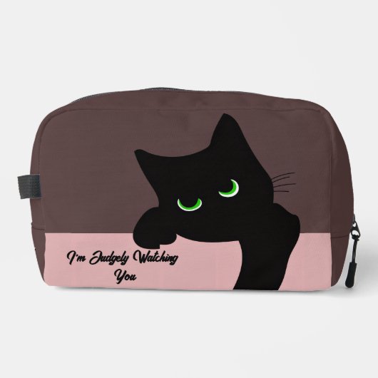 Trendige spähende schwarze Katzen-Monogramm Waschbeutel (Vorderseite)