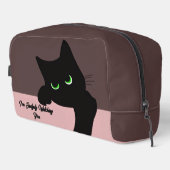 Trendige spähende schwarze Katzen-Monogramm Waschbeutel (Rechte Ecke)