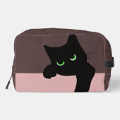 Trendige spähende schwarze Katzen-Monogramm Waschbeutel (Rückseite)
