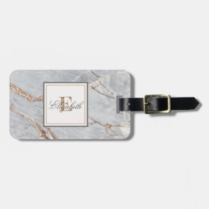 Trendige Steinmarmorstruktur, Monogramm Gepäckanhänger