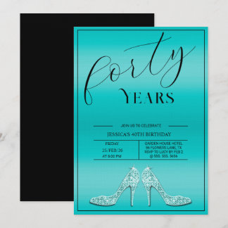 Trendige Stilettos Moderne feminine 40. Geburtstag Einladung