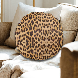 trendige stilvolle wilde Safari-Mode Leopardenmust Rundes Kissen