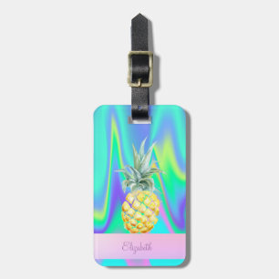 Trendige Streifen-Ananas-Holografie Gepäckanhänger